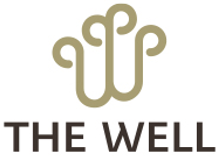 The Well logo, brun dekorativ tekst design